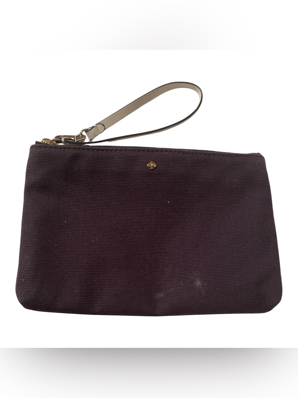 kate spade plum canvas wristlet with gold spade